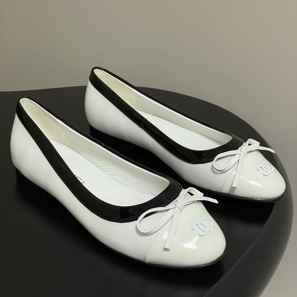 CC 25A Ballerine con fiocco piccolo Bianco Mix Nero Pelle di pecora 393966