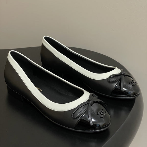 CC 25A Ballerine con fiocco piccolo Nero Mix Bianco Pelle di pecora 393967