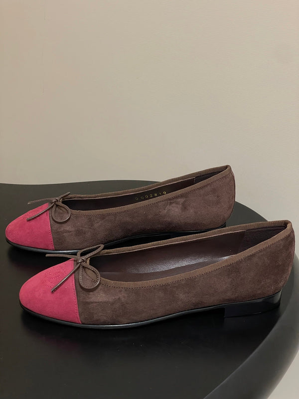 CC 25 Ballet Flat Chocolate Dark Red Suede 393996