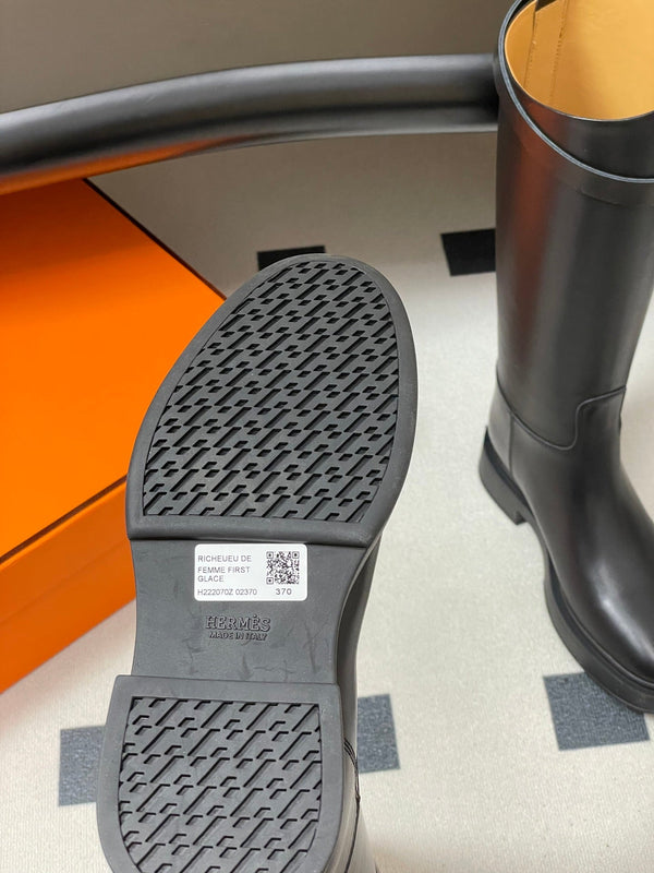 HM Jumping Boots Black Kelly Buckle Cowhide Leather