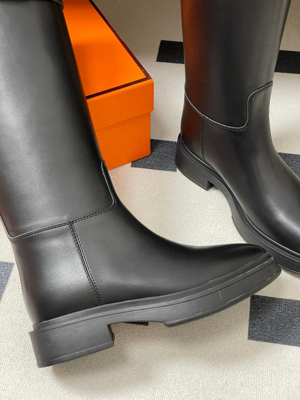 HM Jumping Boots Black Kelly Buckle Cowhide Leather