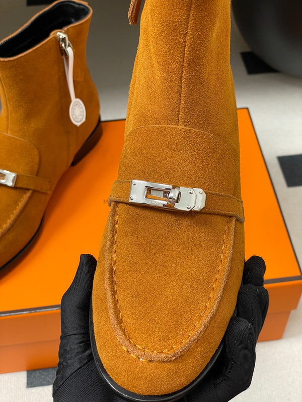 HM Short Boots 25mm Kelly Buckle Rich Burnt Orange Suede