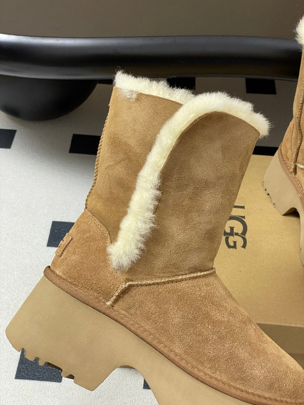 UGG Esmee Boot 70mm Light Brown White Wool Suede 522218