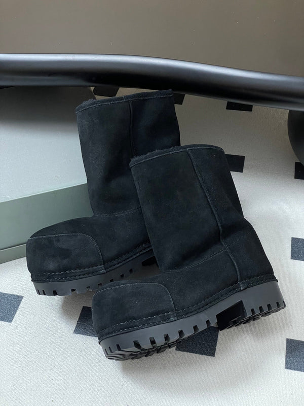 Balenciaga Low Snow Boots Black Suede 535036