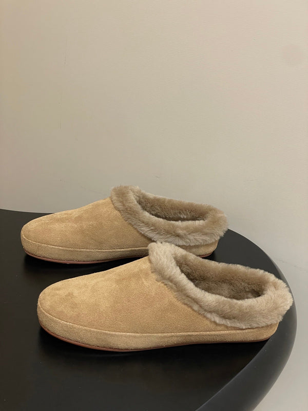 LP 25 Closed-Toe Half-Slippers Beige Suede Fur 534684