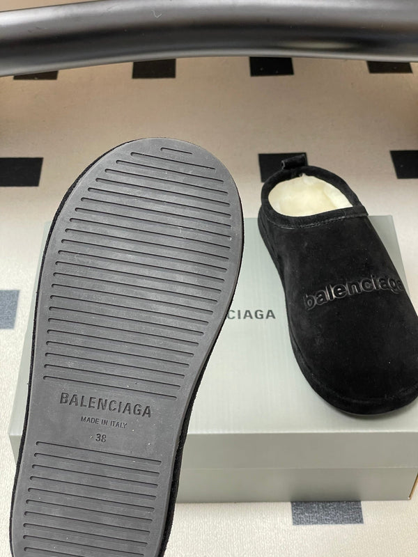 Balenciaga Mule Slip-On Black Suede Wool