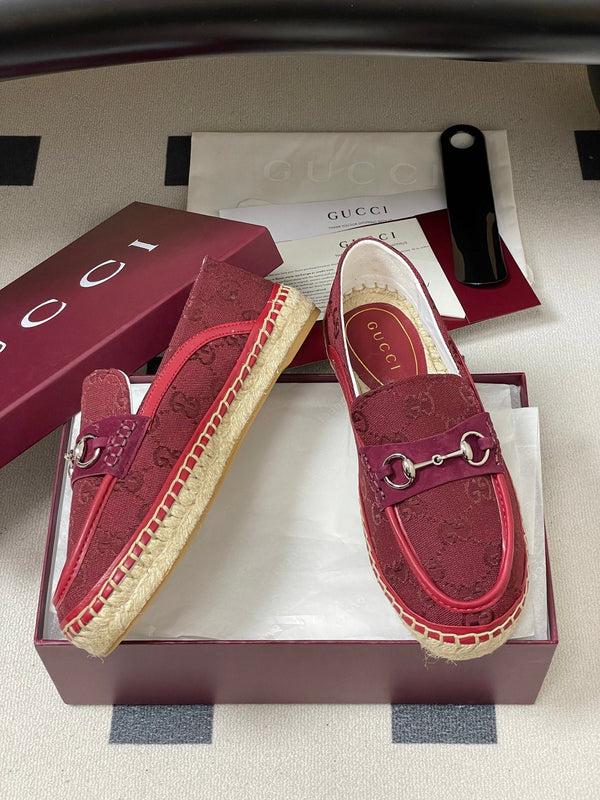 Mocassins à enfiler GG 26ss toile Double G rouge 593493