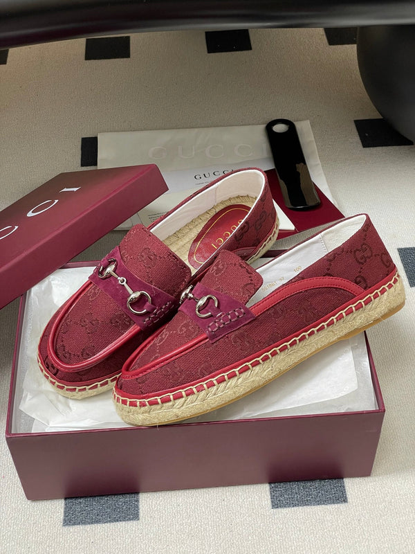 Mocassins à enfiler GG 26ss toile Double G rouge 593493