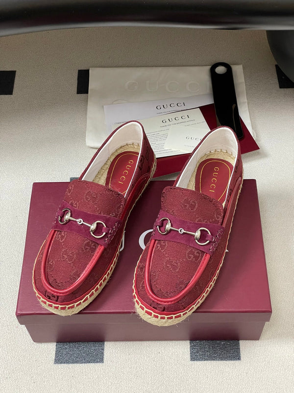 Mocassins à enfiler GG 26ss toile Double G rouge 593493