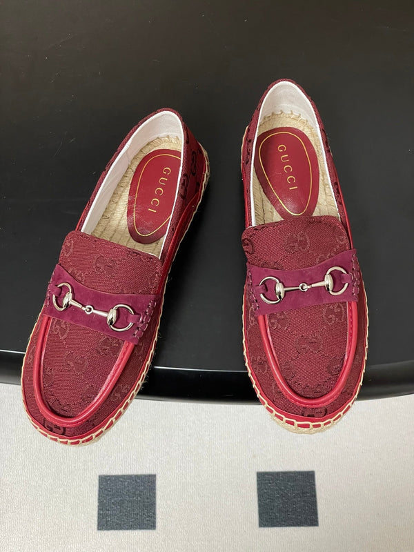Mocassins à enfiler GG 26ss toile Double G rouge 593493