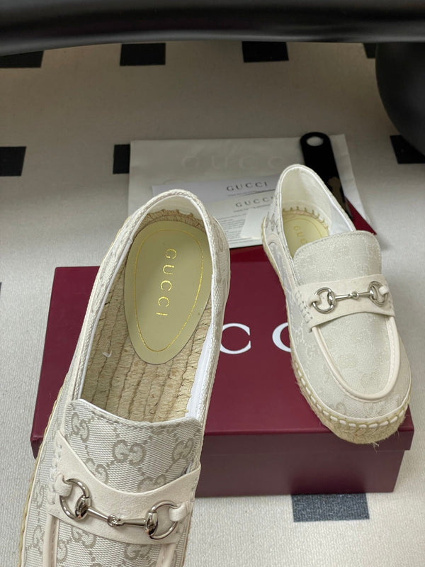 GG 26ss Mocassins à enfiler en jean ivoire 593495