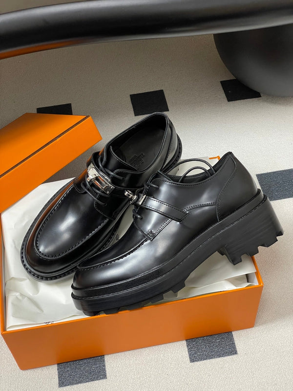 HM Chaussures Oxford Premières 5cm Cuir Noir 594335