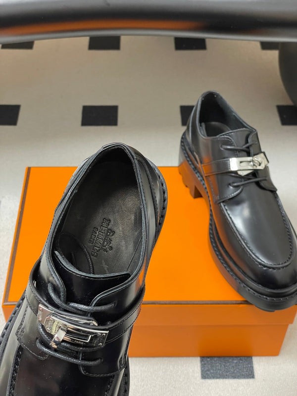 HM Chaussures Oxford Premières 5cm Cuir Noir 594335
