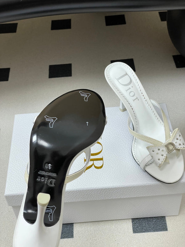 CD 26SS Sandales à talon D'Trick 10 cm Blanc Nœud en peau de mouton 632580