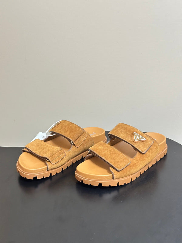 Pra 26s Band Sandals Tan Brown Suede 834766