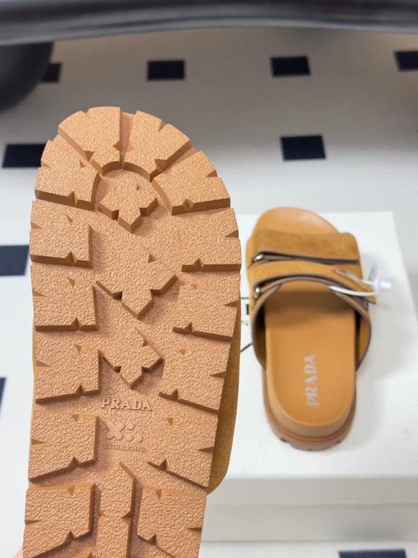 Pra 26s Band Sandals Tan Brown Suede 834766