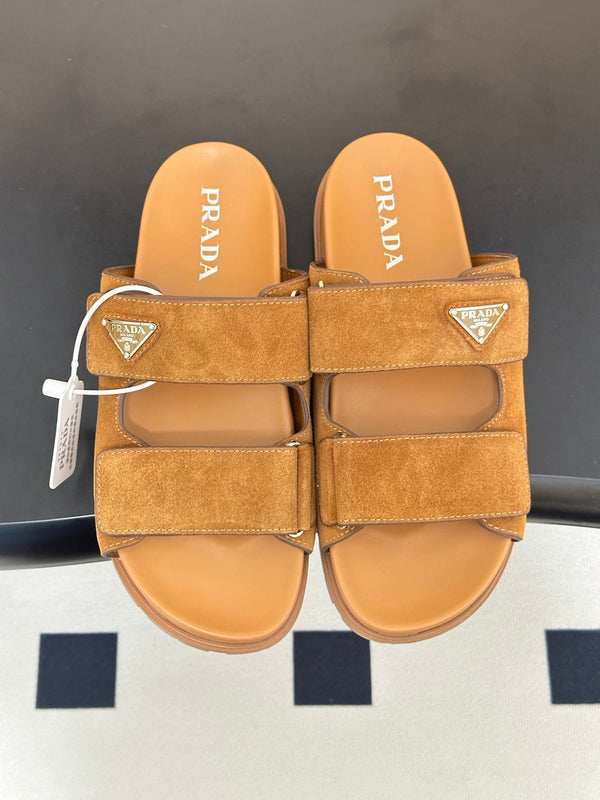 Pra 26s Band Sandals Tan Brown Suede 834766