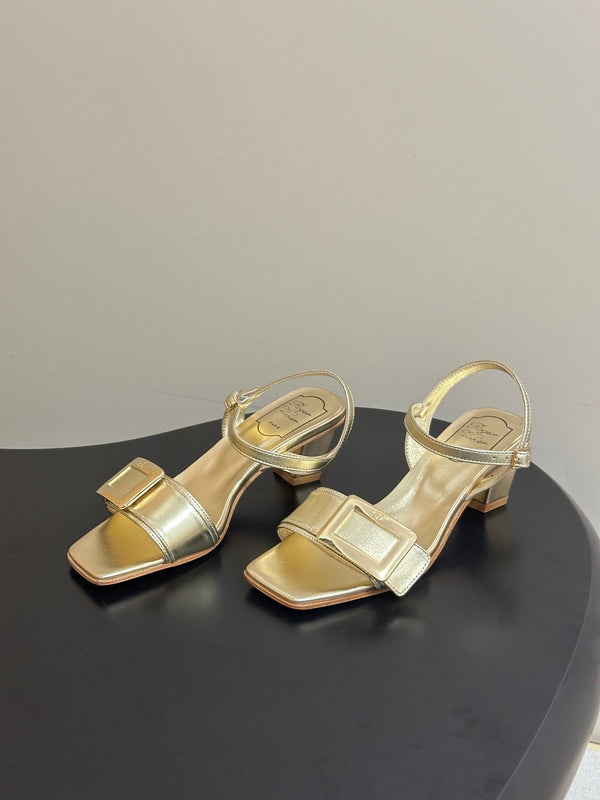 RV Belle Vivier Sandals Gold Patent Leather 835128