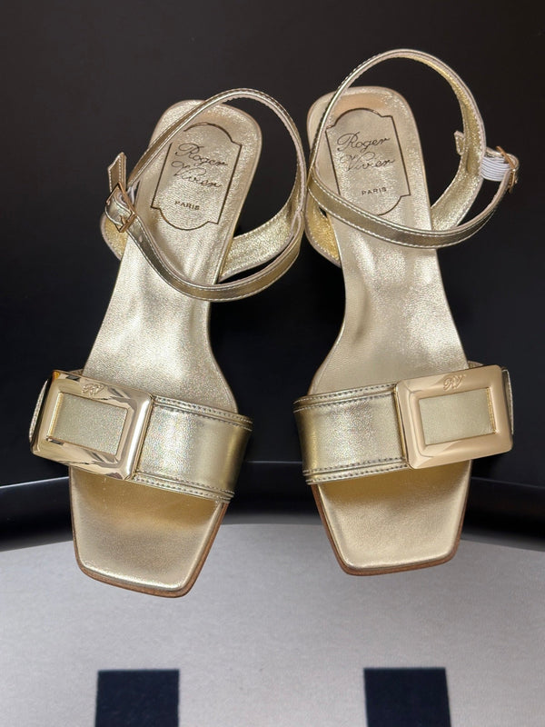 RV Belle Vivier Sandals Gold Patent Leather 835128