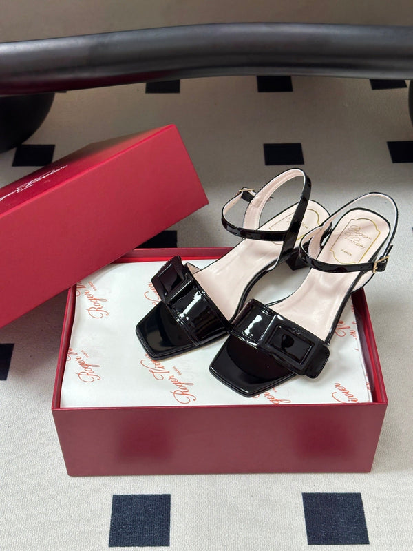 RV Belle Vivier Sandals Black Patent Leather 835129