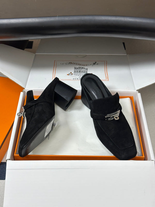 HM Blossom Mule 65mm Black Suede 902906