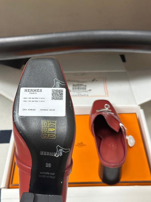 HM Blossom Mule 65mm Burgundy Sheepskin 902907