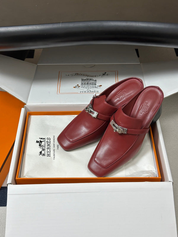 HM Blossom Mule 65mm Burgundy Sheepskin 902907
