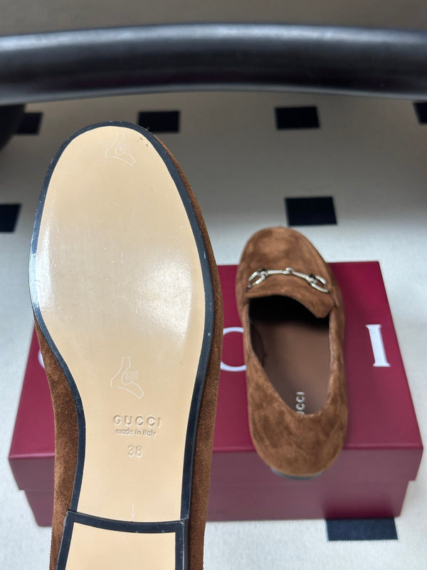 GG 26s Horsebit Loafers Flat Brown Suede 952563