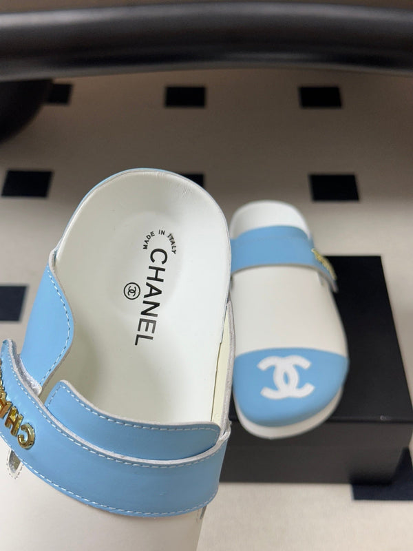 CC 26s Pool Slides Blue White Lambskin 952558