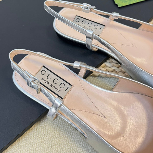 Ballerine slingback in vernice GG Double G Argento