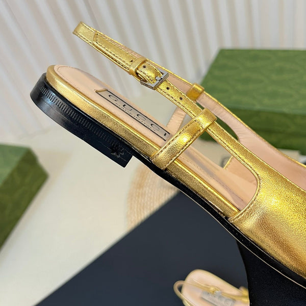 Ballerine slingback in vernice GG Double G Oro