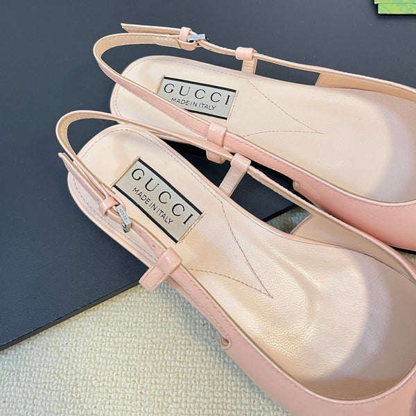 Ballerine slingback in vernice GG Double G Glossy Rose Pink