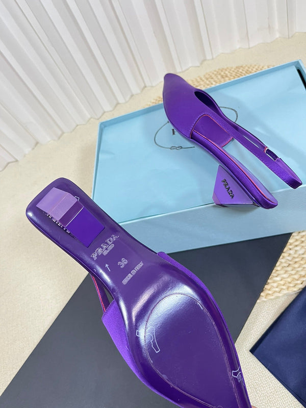 PRA POINTED TOE SLINGBACK PUMPS VIOLET SATIN