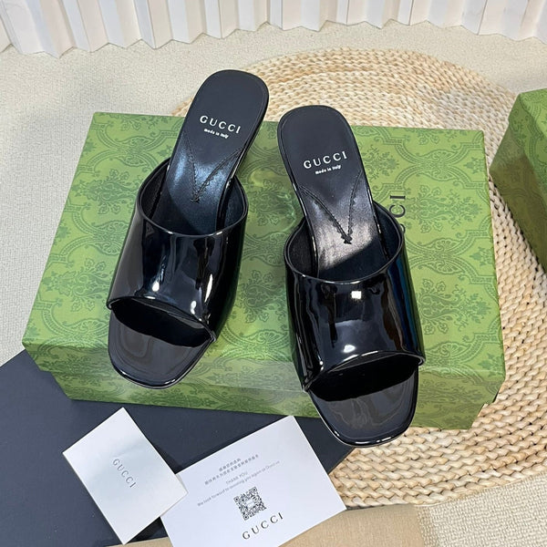 GG Women's Heeled Sandals Glossy Black
