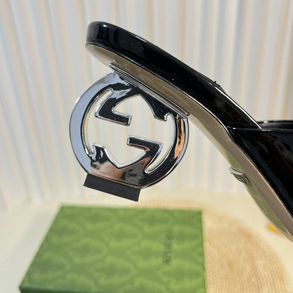 GG Women's Heeled Sandals Glossy Black