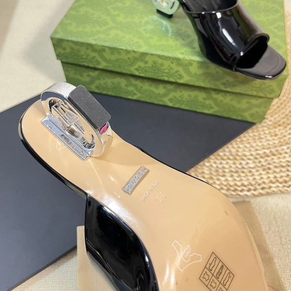 GG Women's Heeled Sandals Glossy Black