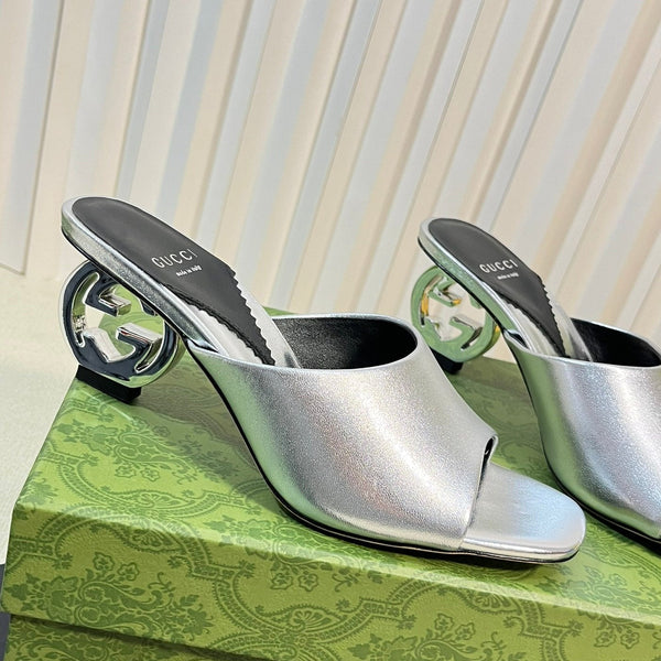 GG Women's Heeled Sandals Silver