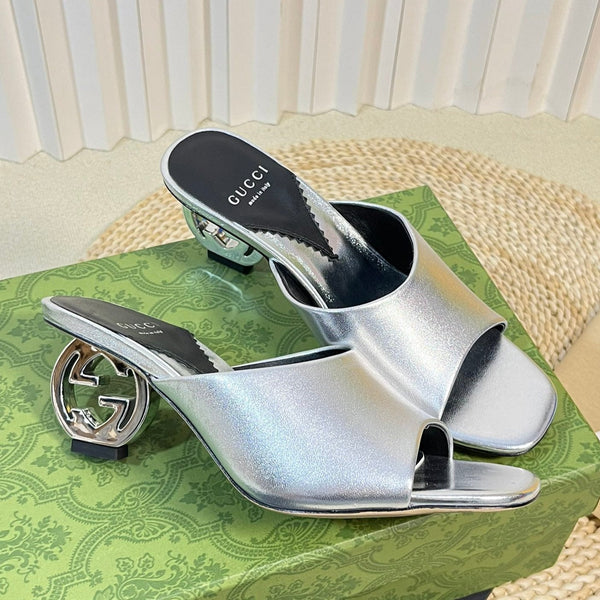GG Women's Heeled Sandals Silver