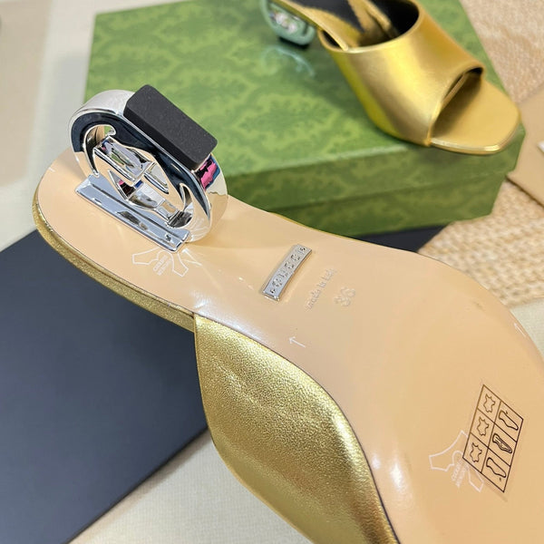 GG Women's Heeled Sandals Golden