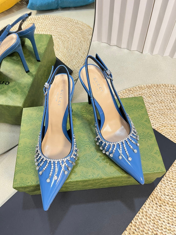 GC Embellished Slingback Blue Patent Leather 294621