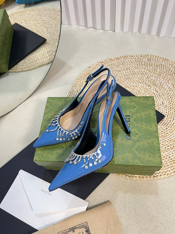 GC Embellished Slingback Blue Patent Leather 294621