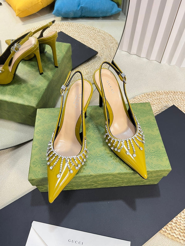 GC Embellished Slingback Acid Green Patent Leather 294622