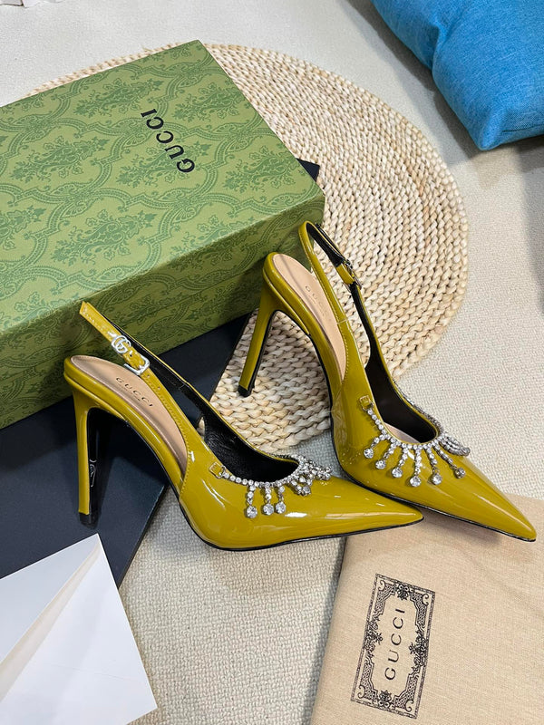GC Embellished Slingback Acid Green Patent Leather 294622
