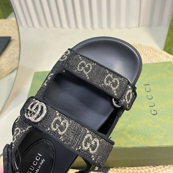 GG Sandal With Double G Black Caro