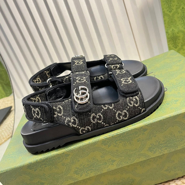 GG Sandal With Double G Black Caro