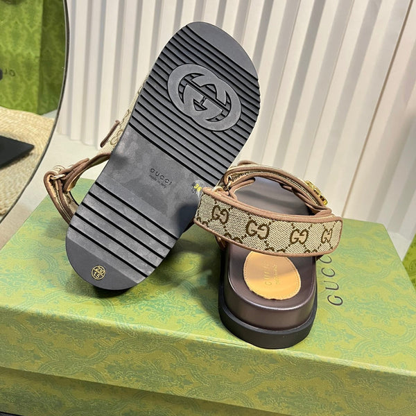 GG Sandal With Double G Brown Caro