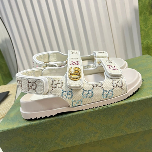 GG Sandal With Double G White