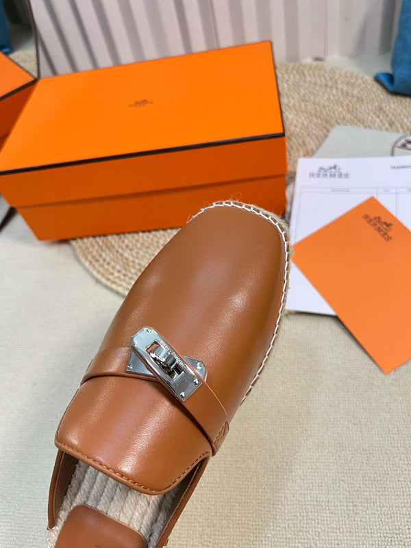 HM Feria Espadrille Mule Brown Calfskin