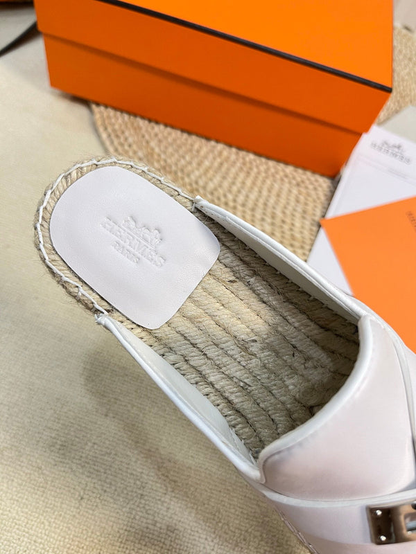 HM Feria Espadrille Mule White Calfskin