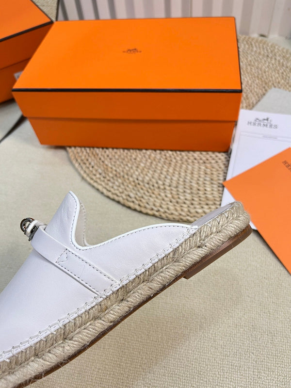 HM Feria Espadrille Mule White Calfskin